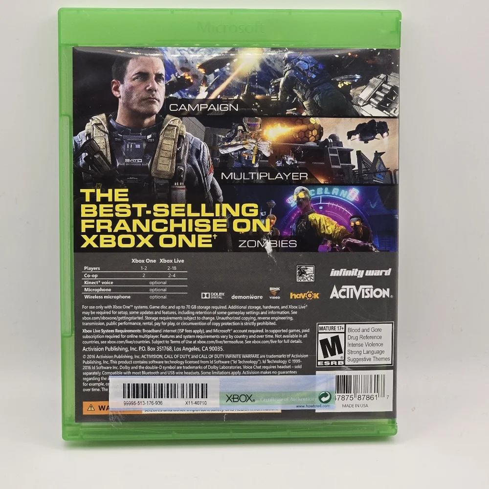 Xbox One Call of Duty Infinite Warfare Video Game With Case